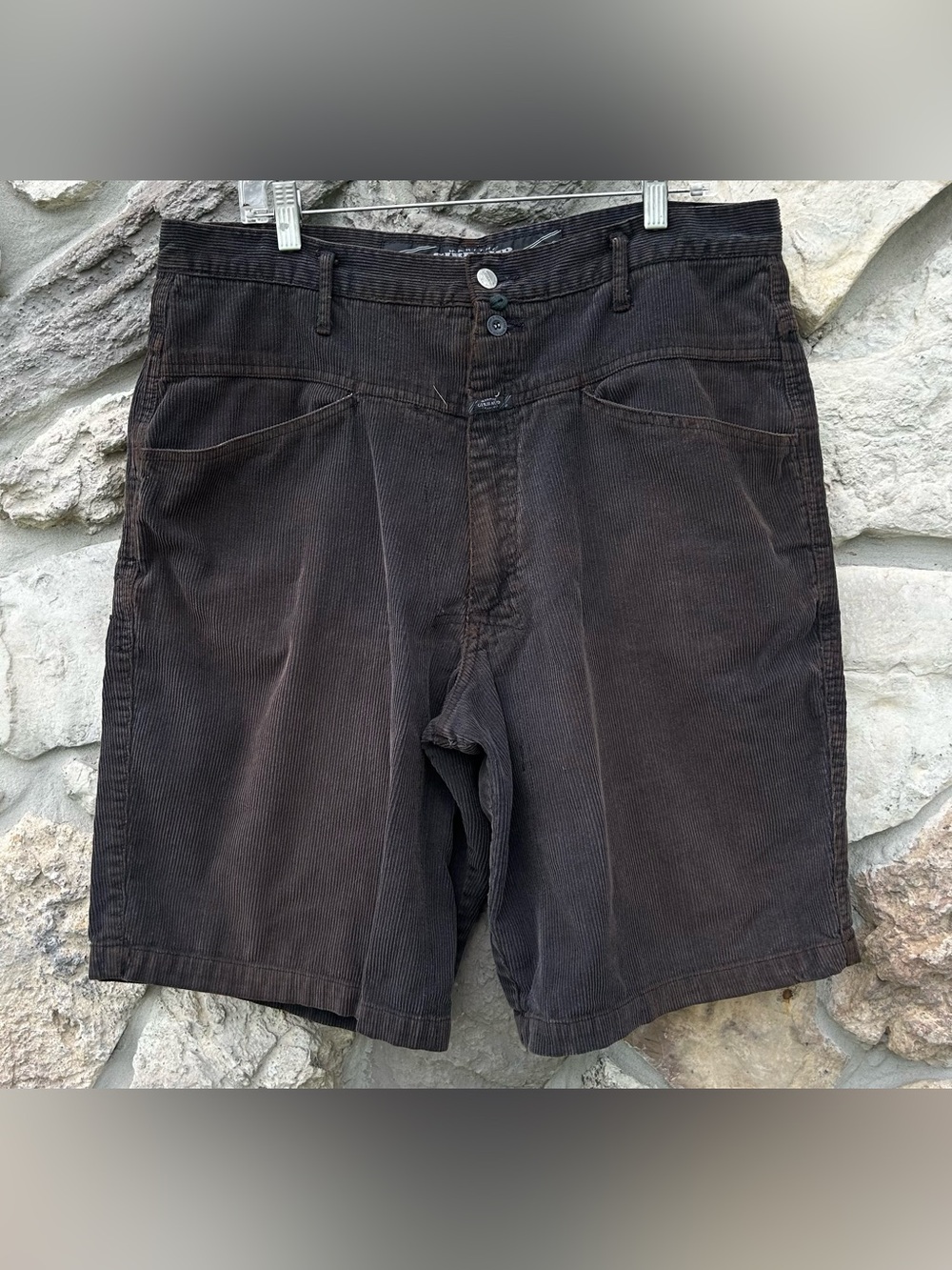 Vintage Marithe Francois Girbaud Mens Corduroy Shorts Size 36 Faded Black Orange